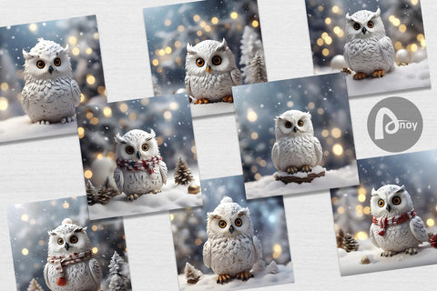 Digital Paper Owl Christmas Digital Pattern artnoy 
