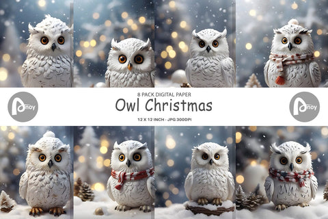 Digital Paper Owl Christmas Digital Pattern artnoy 