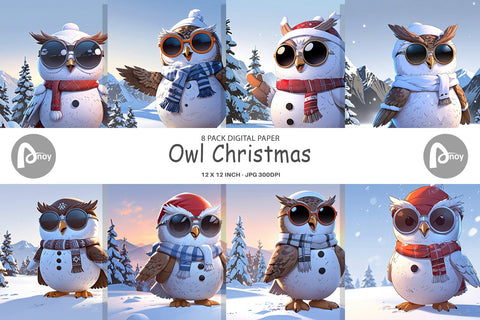 Digital Paper Owl Christmas Digital Pattern artnoy 