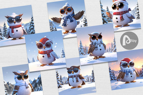 Digital Paper Owl Christmas Digital Pattern artnoy 