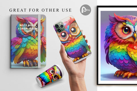 Digital Paper Owl Colorful Digital Pattern artnoy 