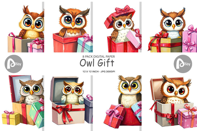Digital Paper Owl Gift Digital Pattern artnoy 