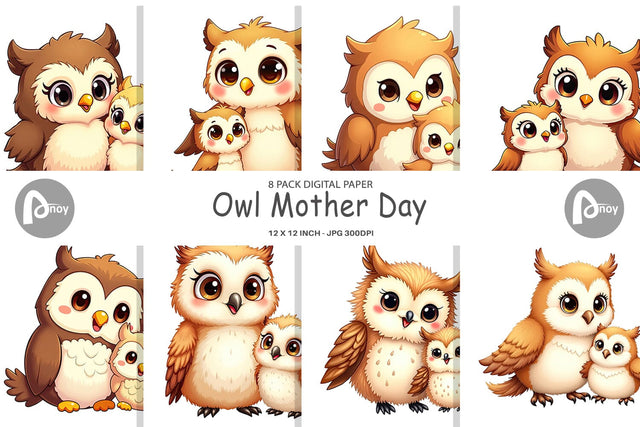 Digital Paper Owl Mother's Day Digital Pattern artnoy 