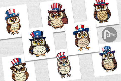 Digital Paper Owl Patriotic Digital Pattern artnoy 