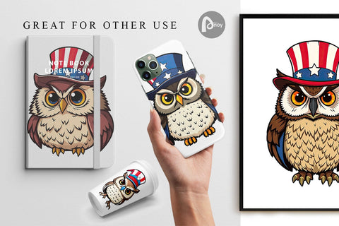 Digital Paper Owl Patriotic Digital Pattern artnoy 