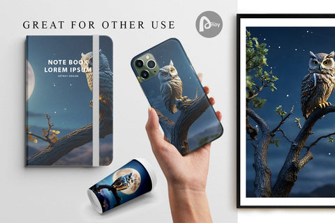 Digital Paper Owl Perched Sublimation artnoy 