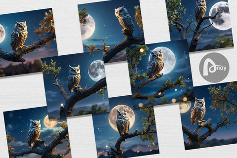 Digital Paper Owl Perched Sublimation artnoy 