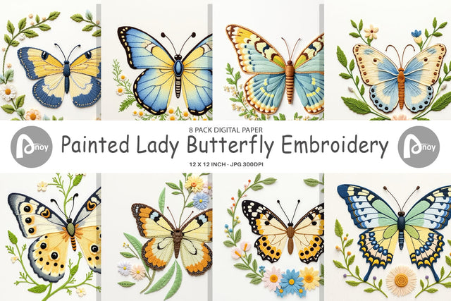 Digital Paper Painted Lady Butterfly Digital Pattern artnoy 