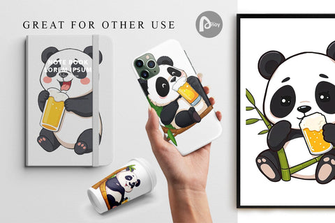 Digital Paper Panda Beer Day Digital Pattern artnoy 