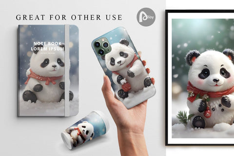 Digital Paper Panda Christmas Digital Pattern artnoy 