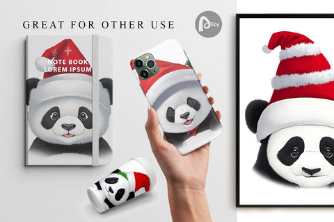 Digital paper Panda Christmas Digital Pattern artnoy 