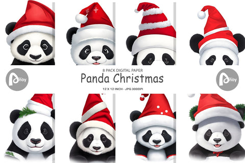 Digital paper Panda Christmas Digital Pattern artnoy 