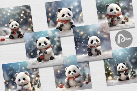 Digital Paper Panda Christmas Digital Pattern artnoy 