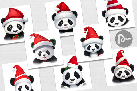 Digital paper Panda Christmas Digital Pattern artnoy 