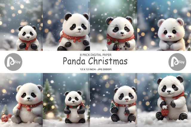 Digital Paper Panda Christmas Digital Pattern artnoy 