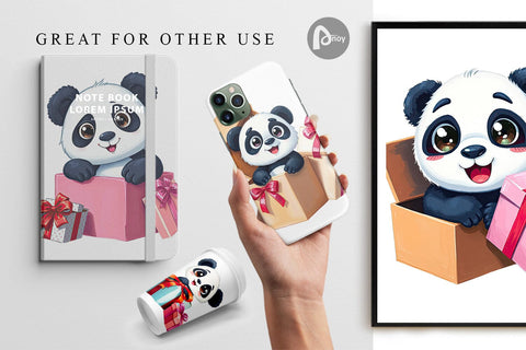 Digital Paper Panda Gift Digital Pattern artnoy 