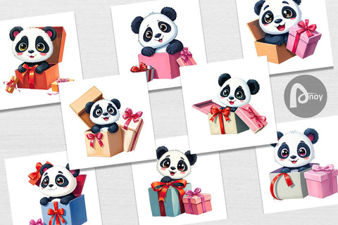 Digital Paper Panda Gift Digital Pattern artnoy 