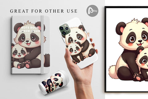 Digital Paper Panda Mother's Day Digital Pattern artnoy 