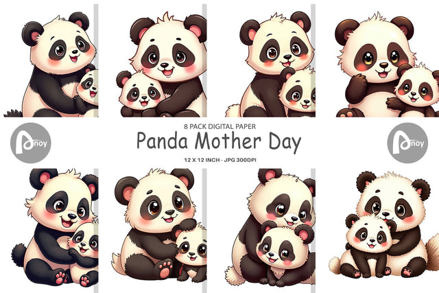 Digital Paper Panda Mother's Day Digital Pattern artnoy 