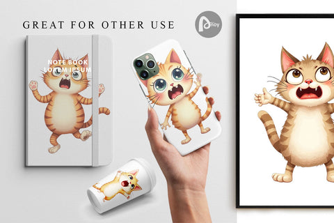 Digital Paper Panic Cat Digital Pattern artnoy 