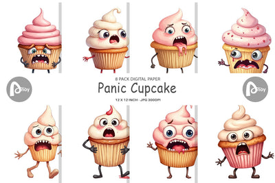 Digital Paper Panic Cupcake Digital Pattern artnoy 