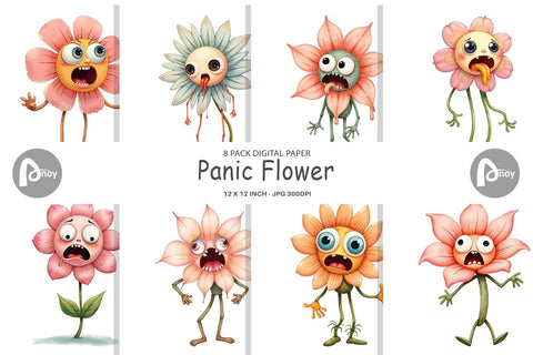 Digital Paper Panic Flower Digital Pattern artnoy 