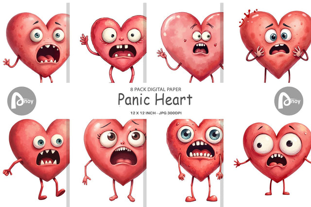 Digital Paper Panic Heart Digital Pattern artnoy 