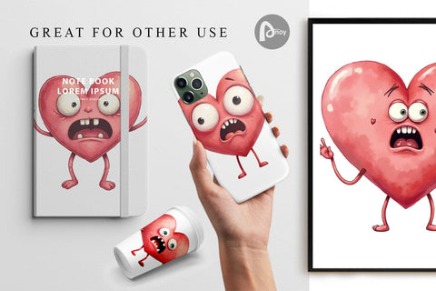 Digital Paper Panic Heart Digital Pattern artnoy 