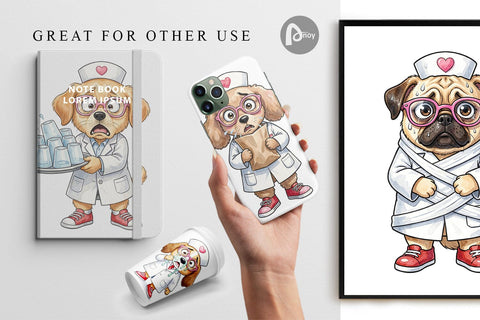 Digital Paper Panic Mode Dog Nurse Prints Sublimation artnoy 