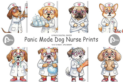 Digital Paper Panic Mode Dog Nurse Prints Sublimation artnoy 