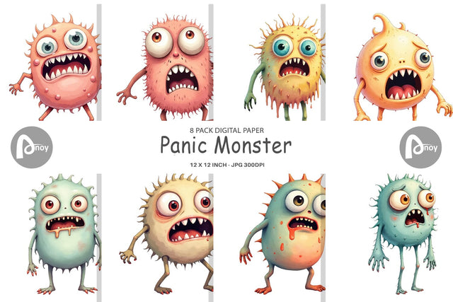 Digital Paper Panic Monster Digital Pattern artnoy 