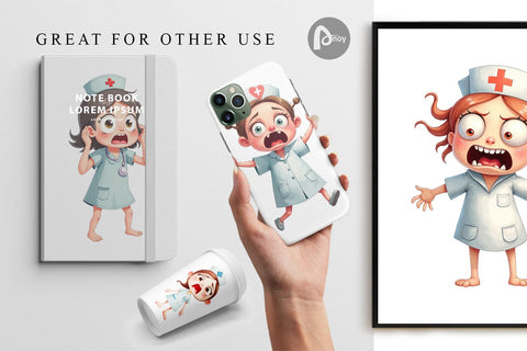 Digital Paper Panic Nurse Digital Pattern artnoy 