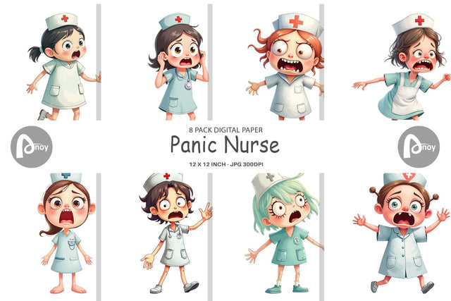 Digital Paper Panic Nurse Digital Pattern artnoy 