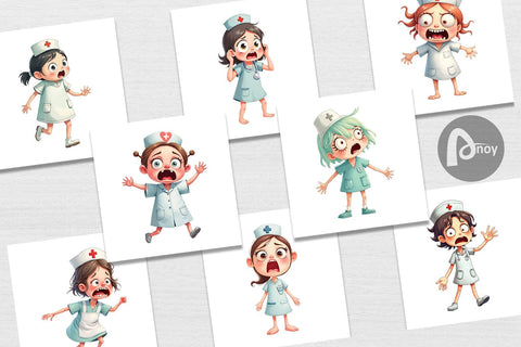 Digital Paper Panic Nurse Digital Pattern artnoy 