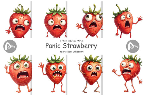 Digital Paper Panic Strawberry Digital Pattern artnoy 