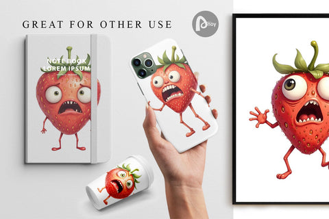 Digital Paper Panic Strawberry Digital Pattern artnoy 