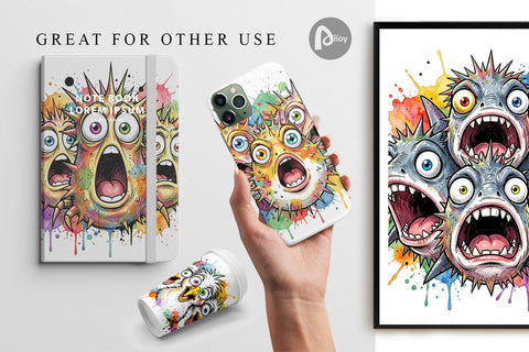 Digital Paper Panic Tropical Animals Messy Watercolor Digital Pattern artnoy 