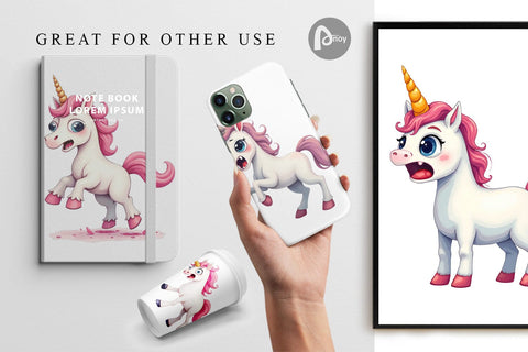 Digital Paper Panic Unicorn Digital Pattern artnoy 