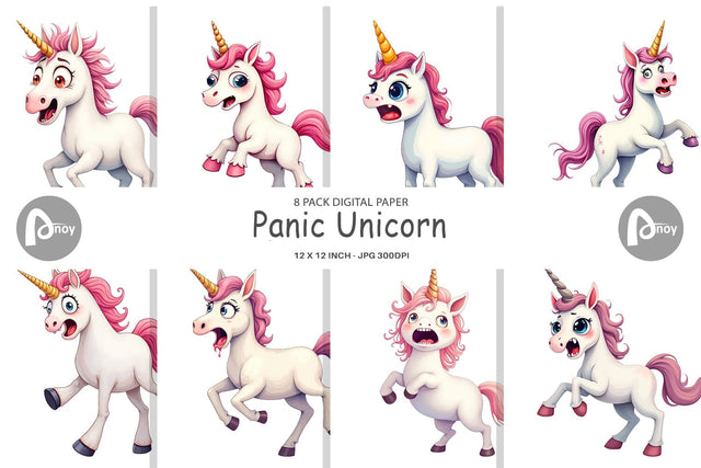 Digital Paper Panic Unicorn Digital Pattern artnoy 