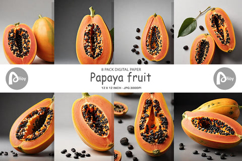 Digital Paper Papaya fruit Digital Pattern artnoy 