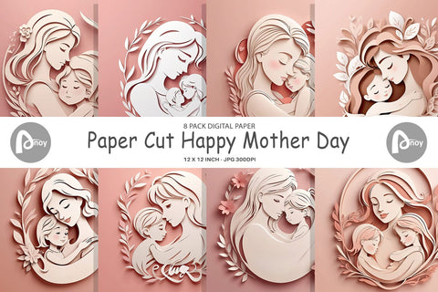Digital Paper Paper Cut Mother's Day Digital Pattern artnoy 