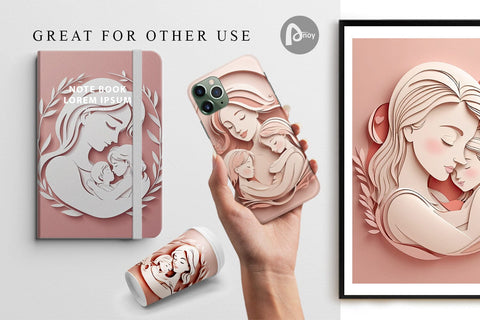 Digital Paper Paper Cut Mother's Day Digital Pattern artnoy 