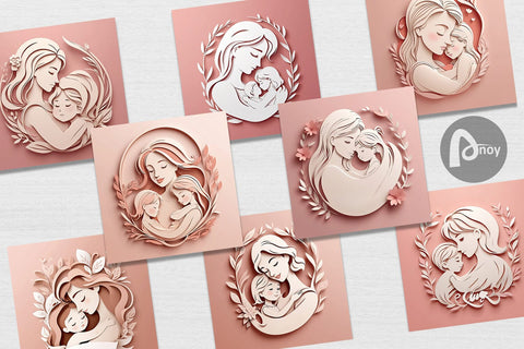 Digital Paper Paper Cut Mother's Day Digital Pattern artnoy 