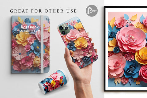 Digital Paper Paper Flower Bouquet Digital Pattern artnoy 