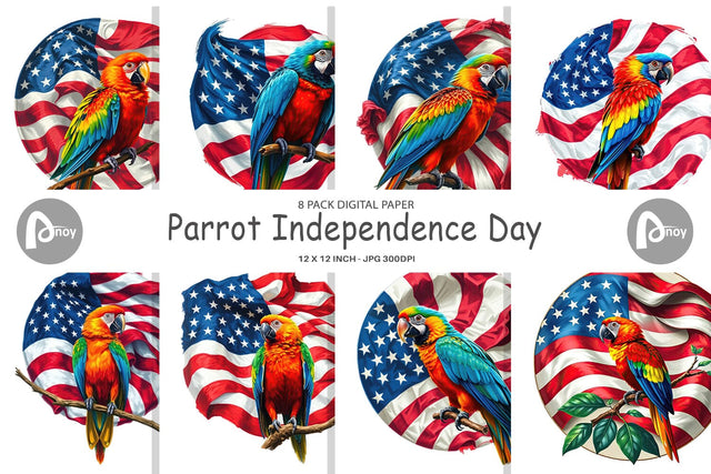 Digital Paper Parrot 4th of July Digital Pattern artnoy 