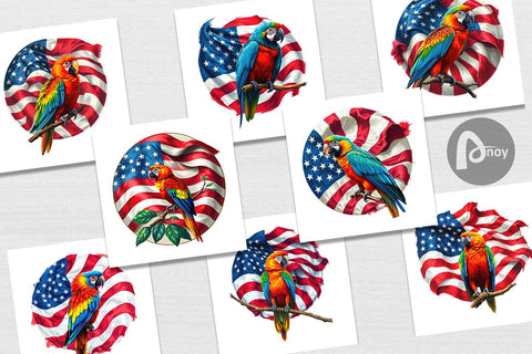 Digital Paper Parrot 4th of July Digital Pattern artnoy 
