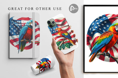 Digital Paper Parrot 4th of July Digital Pattern artnoy 