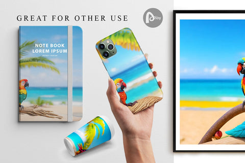 Digital Paper Parrots in Beach Summer Digital Pattern artnoy 