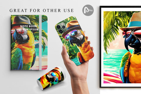 Digital Paper Parrots in Summer Sublimation artnoy 