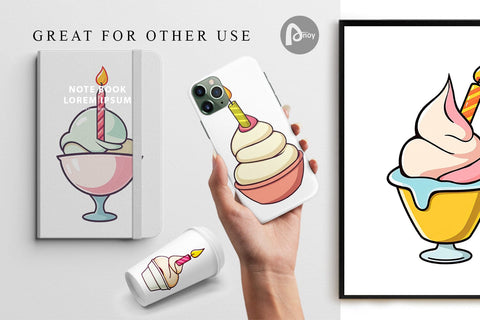 Digital Paper Party Ice Cream Digital Pattern artnoy 